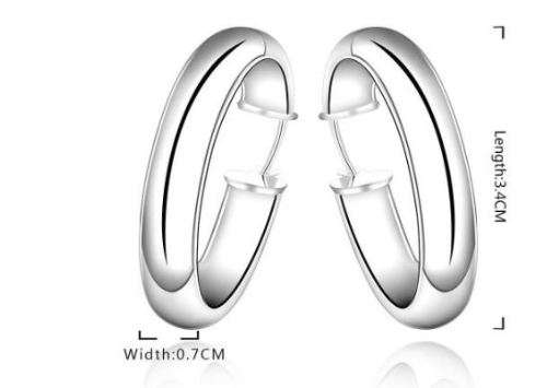 Silver Designer Large Round Hoop Earrings