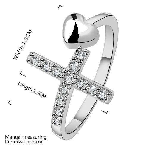Silver Designer Cross Heart Ring adjustable