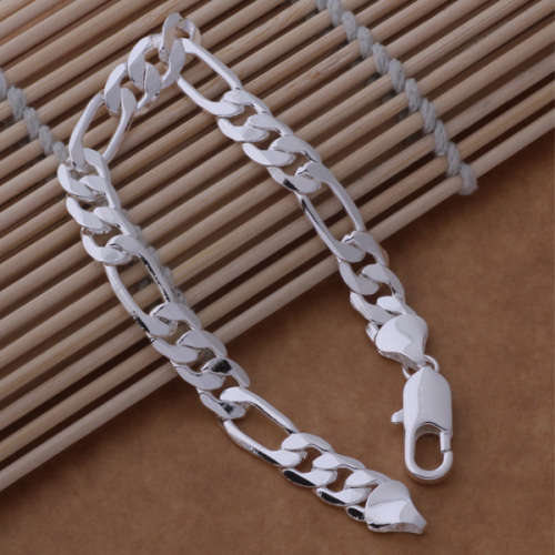 Silver Designer Figaro Men's Bracelet 8mm