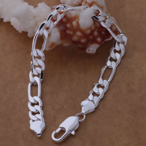 Silver Designer Figaro Men's Bracelet 8mm
