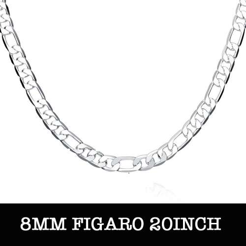 Silver Designer Figaro Men's Necklace 8mm
