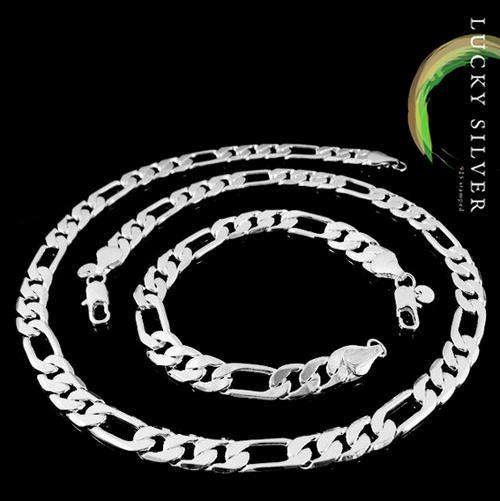 925 Sterling Silver Men's Necklace and Bracelet Set (49cm/21cm)