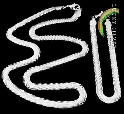 925 Sterling Silver NECKLACE & BRACELET SET -6mm