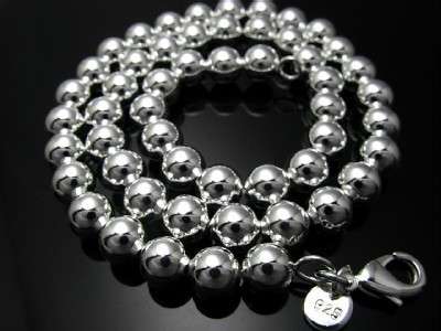 8mm Hollow 925 Sterling Silver Necklace