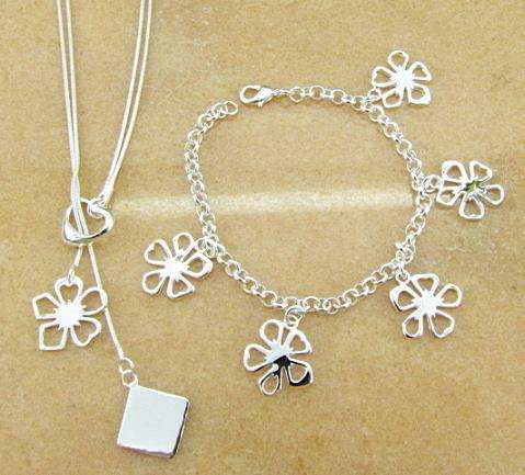 925 Sterling Silver Necklace & Bracelet Jewellery Set