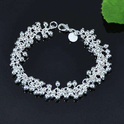 Silver Dangle Beads Lobster Clasp Bracelet (Ready to Ship)