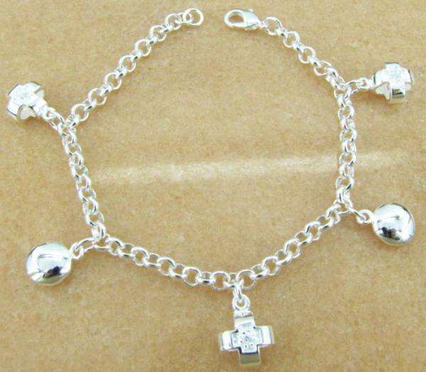 Cross 925 Silver Charm Bracelet (Ready to Ship)