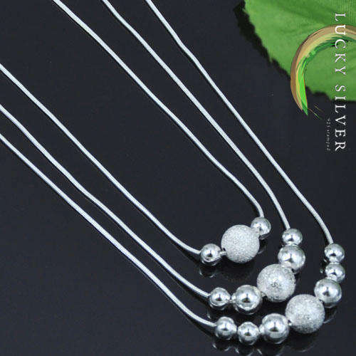 20% INTRODUCTORY OFFER! Lucky Silver 3-Row Hollow Ball Necklace (In Stock & Ready to Ship)