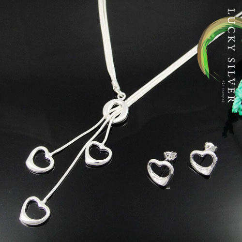 20% Season SALE! Lucky Silver LARIAT Necklace and Earrings Set (In Stock & Ready to Ship)