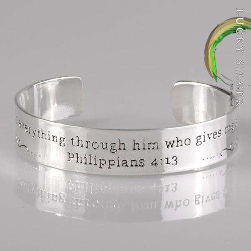 NEW!!! Beautiful Religious/Christian Bible Verse Silver Bangle - Ready to Ship!