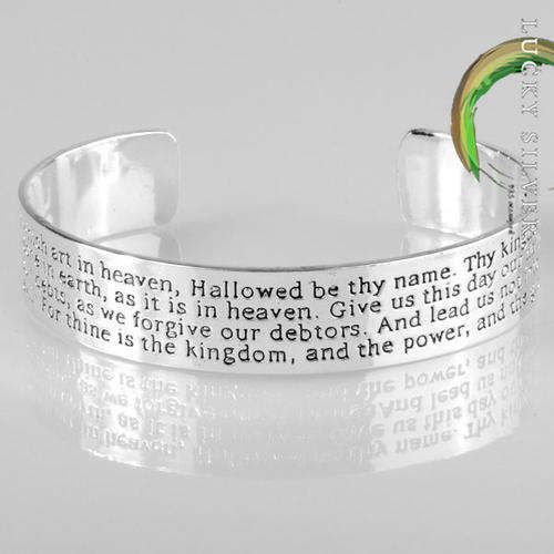 NEW!!! Beautiful Religious/Christian "Our Father" Silver Bangle - Ready to Ship!