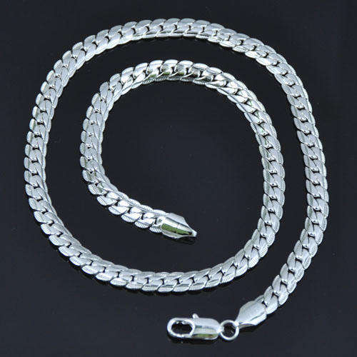 Lucky Silver 925 Stamped Mens FLAT-style Necklace (Ready to Ship!)