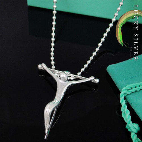 Beautiful Silver Cross/Crucifix & Ball Bead Necklace (In Stock & Ready to Ship)