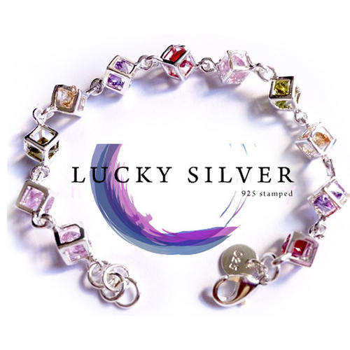 925 Sterling Silver CRYSTAL CUBE BRACELET - Ready to Ship