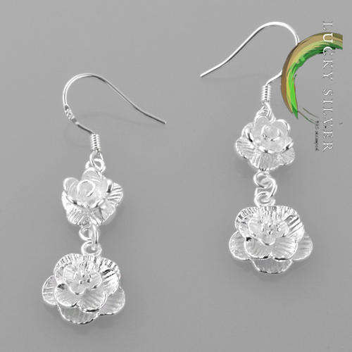 925 Sterling Silver EP FLOWER Earrings (Ready to Ship)