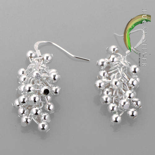 925 Sterling Silver EP Delicate Ball Chandelier Earrings