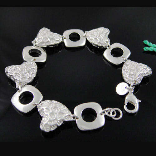 925 Sterling Silver EP HEAVY HEART Bracelet - (In Stock & Ready to Ship)