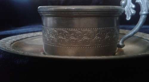 Pewter Espresso Cup & Saucer