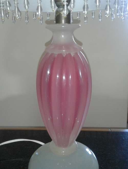 Murano Pink & White Glass Lamp With Shade