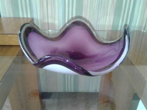 Purple and White Murano Art Bowl