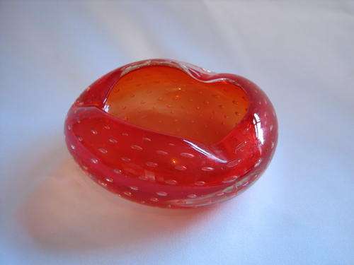 Lovely Murano Orange/Red Ashtray