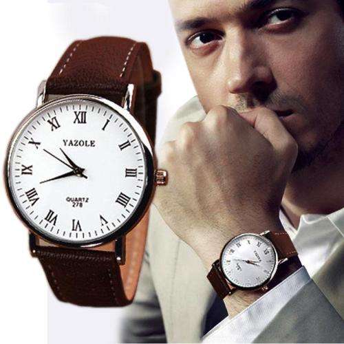 New Arrival Mens Luxury Fashion Faux Leather  Analog Wrist Watch
