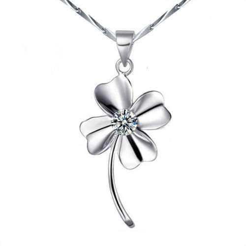 Swarovski Element, Italian Beautiful Four Leaf Clover Necklace , S925 SILVER necklace included.