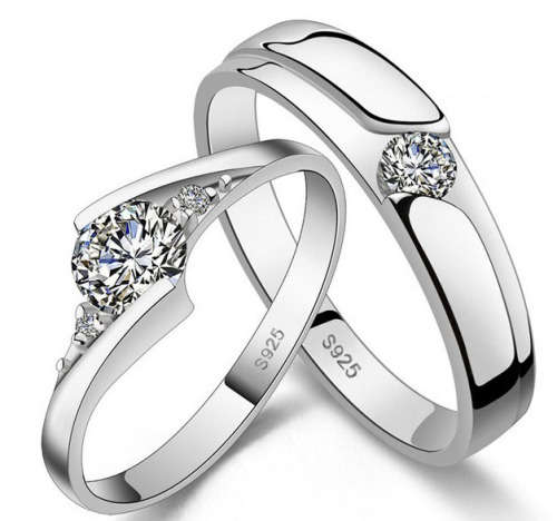 Beautiful!! S925 Sterling Silver Rings HALO SWISS DIAMOND ENGAGEMENT RING & WEDDING BAND SET