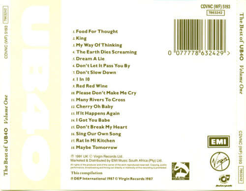 UB40 - The Best - Volume One (CD)