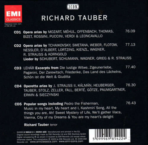 Richard Tauber - The Gentleman Tenor/Icon (5-CD Box Set)