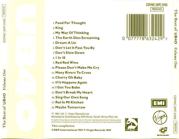 UB40 - The Best Of UB40 - Volume One (CD)