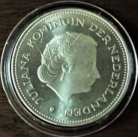 1970 NETHERLANDS 25th Liberation 1945/1970, 10 Gulden, Silver 0.720, Diam.38mm, 25gm Ag  (0.823 oz)