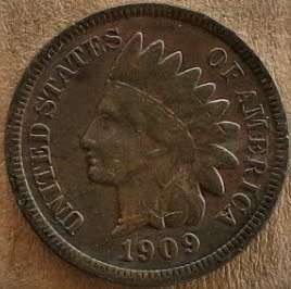 1909 USA INDIAN HEAD ONE CENT Ungraded  NGC VF= 24 $ U.S.
