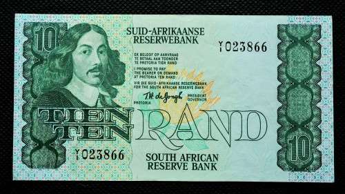 1978 T.W. de JONGH .R10   Replacement Banknote  Y/1  Grade  VF+  LOW Serial Number