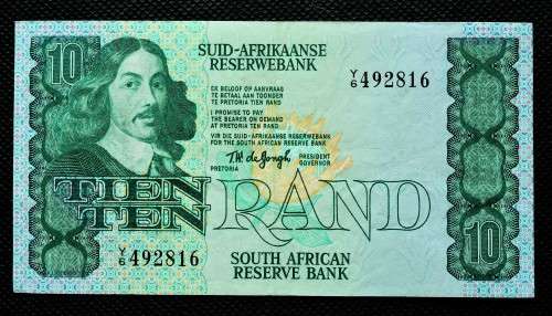 1978 T.W. de  JONGH .R10   Replacement Banknote  Y/6 Grade  VF