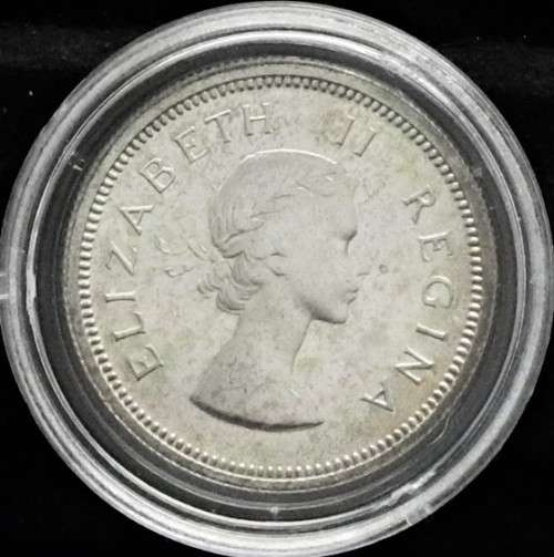 1959 UNION S.A. QE ll  1/- ONE SHILLING Silver .500Ag 23.7mm Diameter   PROOF UNGRADED