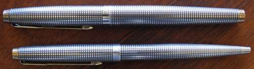 STERLING SILVER PARKER 75 FOUNTAIN PEN AND BALLPOINT SET. Cir 1970's MADE IN U.S.A.