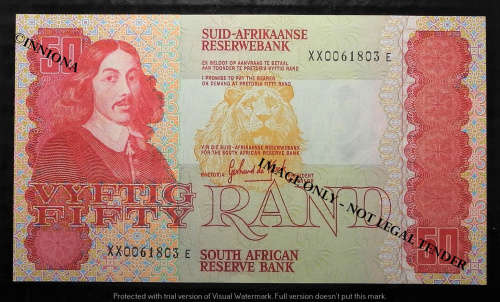 1984 GPC de KOCK  R50 Rplacement . 1st Issue of the R50 banknote. XX 0061803. low print number B UNC