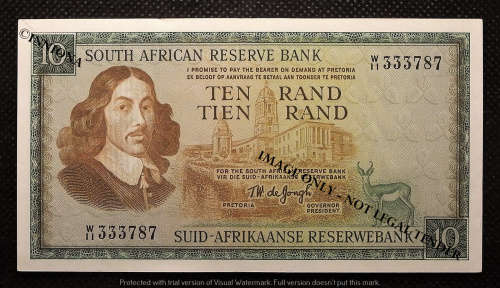 1967 TW de Jongh. R10 Replacement note. 1st Issue  W11 333787.   UNC