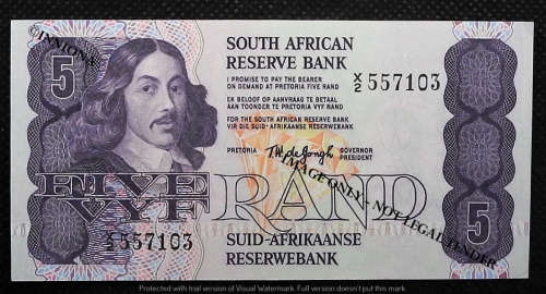 1978 TW de Jongh.  R5 Replacement note 4th Issue. X/2 557103. UNC