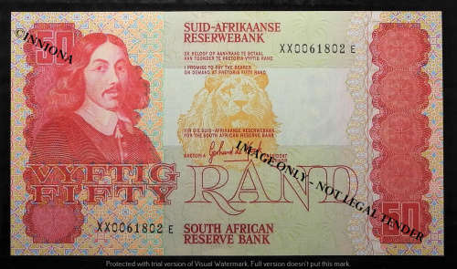 1984  GPC de Kock R50 Replacement note. 1st issue of the R50 note. XX 0061802. low print No   B UNC