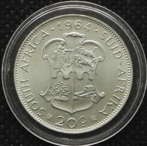 1964  R.S.A. Transitional Series   20 Cents (1961---1964)  0.500Ag  PROOF Ungraded
