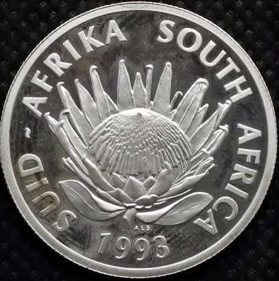 1993  PROTEA  ONE RAND SILVER 0,9250Ag 13.8 gm Diam 32.7mm  Proof