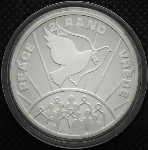 1993  PROTEA R2 "PEACE" Silver 0.9250Ag  31.1 gm (1oz) Silver. 38.7mm Diam.PROOF