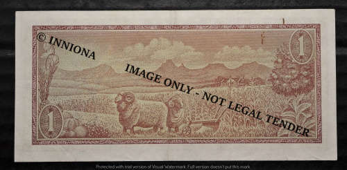 1973  T.W. de JONGH.  R1  BANKNOTE. 2nd Issue UNIQUE SERIAL No. B/191 1 000 000.