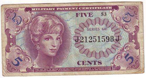 5 Cent Military Payment Certificate Series 641