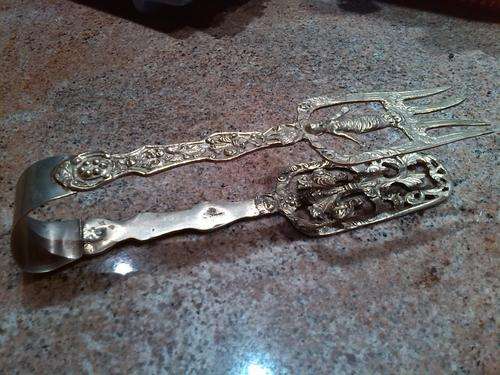 Vintage U Bellini Italian Cast Brass Baroque Serving Fork