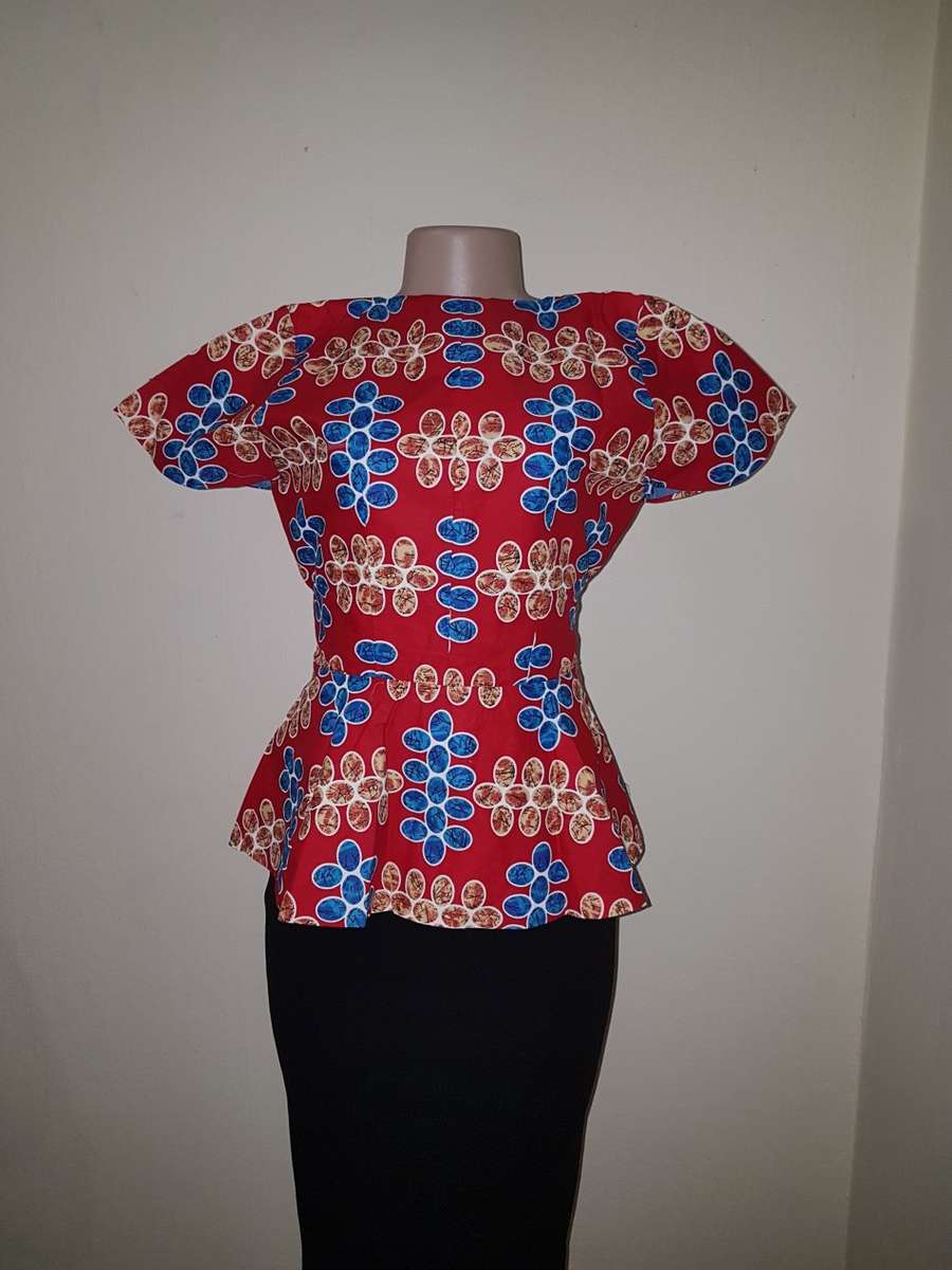 African Print Top (Ankara) by Ijay (Size: 12/L/36)