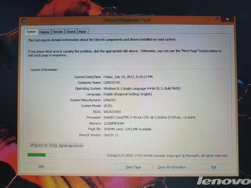 Lenovo G50-70 Laptop (Core i7 2.0Ghz, 12GB RAM, 1TB HDD, Bluetooth DVDRW)