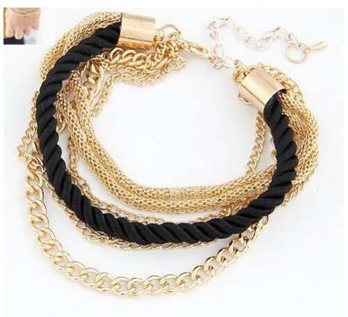 MIND-BLOWING!! ROPE AND CHAIN YELLOW GOLD PLATED BRACELETS
